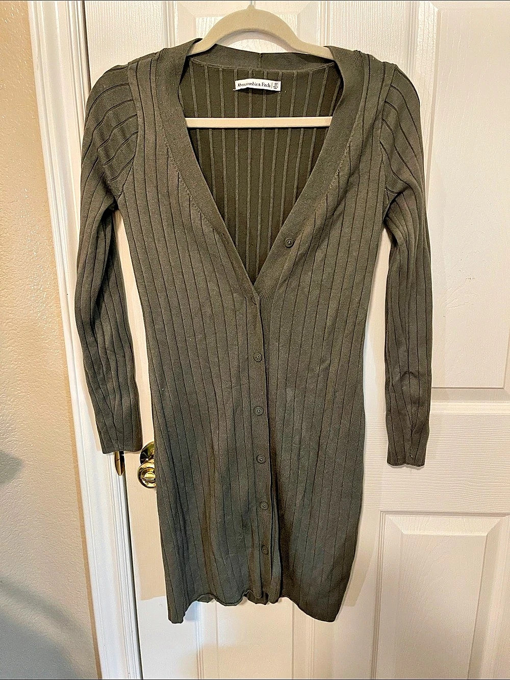 Abercrombie & Fitch Button-Through Sweater Midi Dress Gray Small